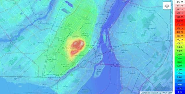 モントリオール標高図