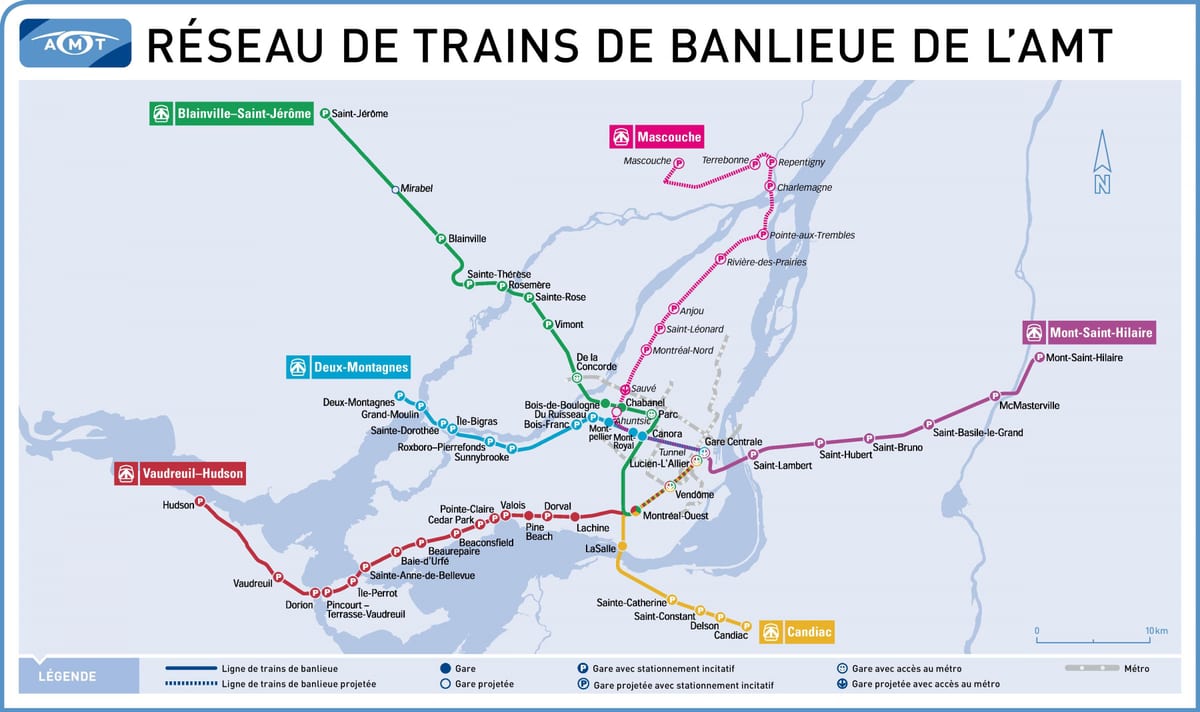 モントリオールの鉄道駅マップ