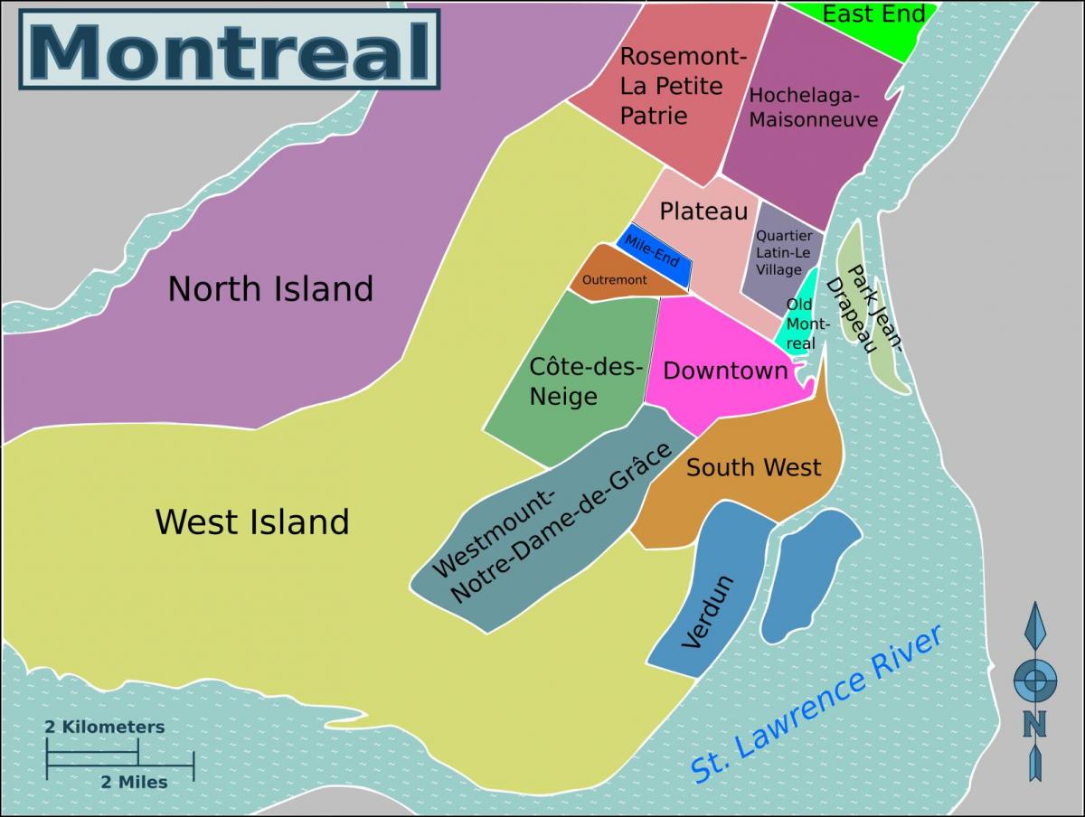 モントリオール地区マップ
